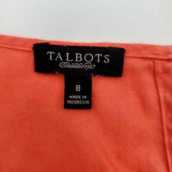 Talbots 100% Cotton Ruffle Front Coral Sleeveless Top - Picture 3 of 4